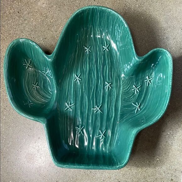Treasure Craft Made in USA Cactus Shaped Green Ceramic Dish/Planter - Picture 12 of 13